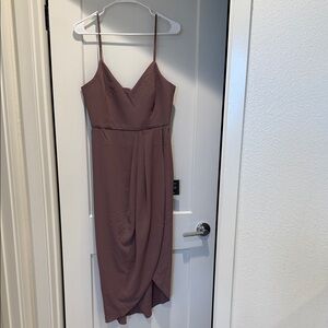 Lulu's Mauve Midi Spaghetti Strap Dress